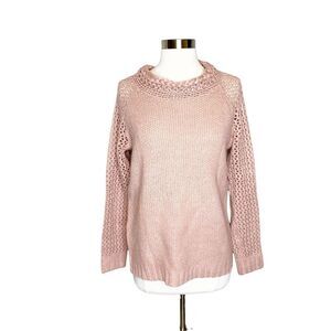 Bellfield S Small Blush Pink Knit Sweater Top Long Sleeve Crochet Acrylic Rose